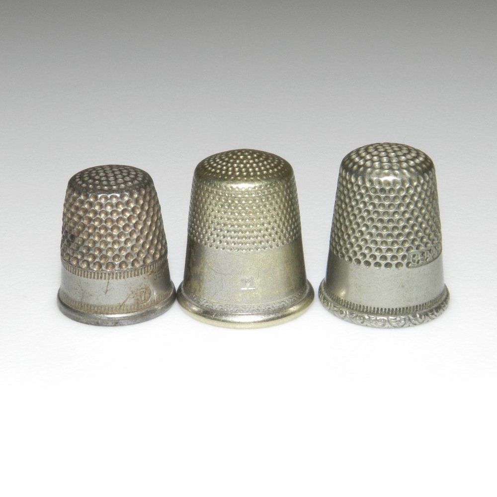 Vintage Thimble Size 7-8-11 Made in Germany Silver Color Metal